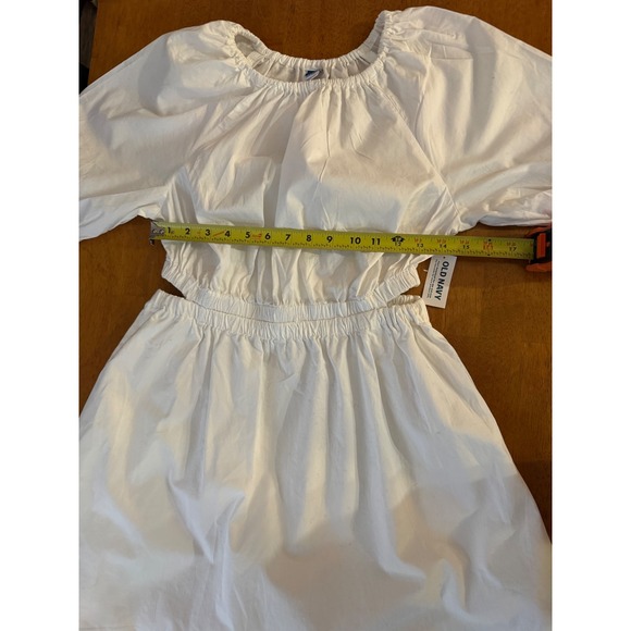 NWT Old Navy Women's White 100% Cotton Puff Sleeve Cut-Out Mini Dress Size Small - Picture 8 of 11